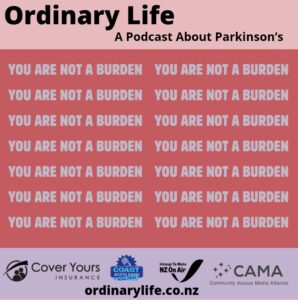 reads "you are not a burden" in white text on a pink background.