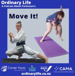 image shows Emma practising cossack lunges and Kitty exercising.
